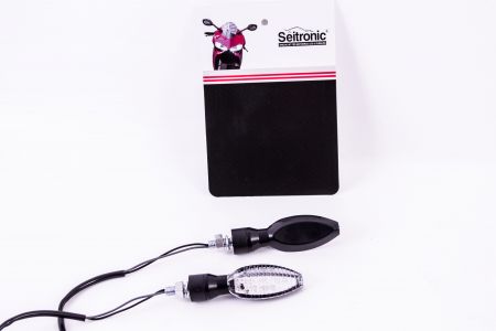 Seitronic® Set Universal Motorrad / Quat / ATV LED Blinker mit E Prüfzeichen HF101065BLK