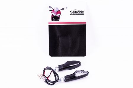 Seitronic® Set Universal Motorrad / Quat / ATV LED Blinker mit E Prüfzeichen HF101067BLK