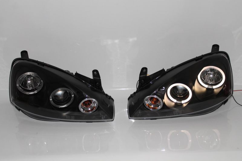 Angel Eyes Scheinwerfer für Opel Corsa C 00 - 06 in Schwarz