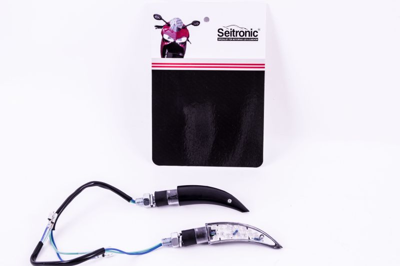 Seitronic® Set Universal Motorrad / Quat / ATV LED Blinker mit E Prüfzeichen HF101054BLK